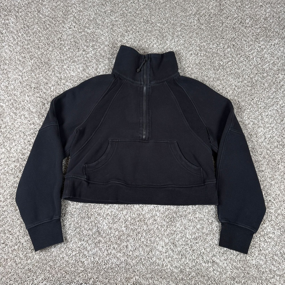 Lululemon Sweatshirt Womens XS/S Black Scuba Oversized Half Zip Funnel Pocket